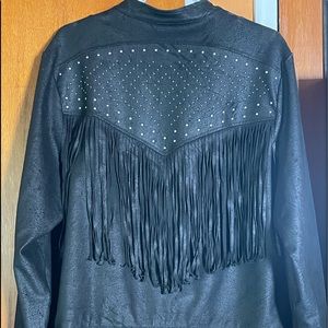 American Eagle distressed studded and fringed jacket Women XXL